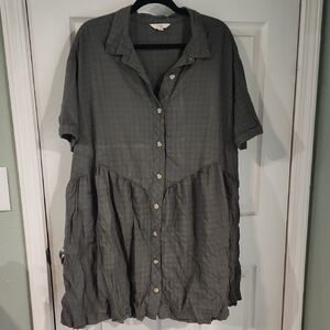 Terra & Sky Gray Short-Sleeve Button-Front Tunic